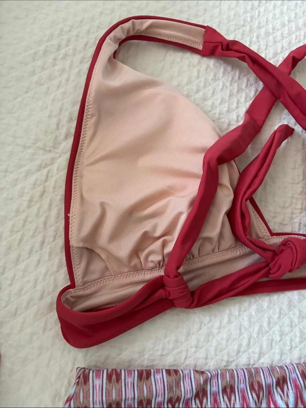 Coral red Strappy Bikini Set